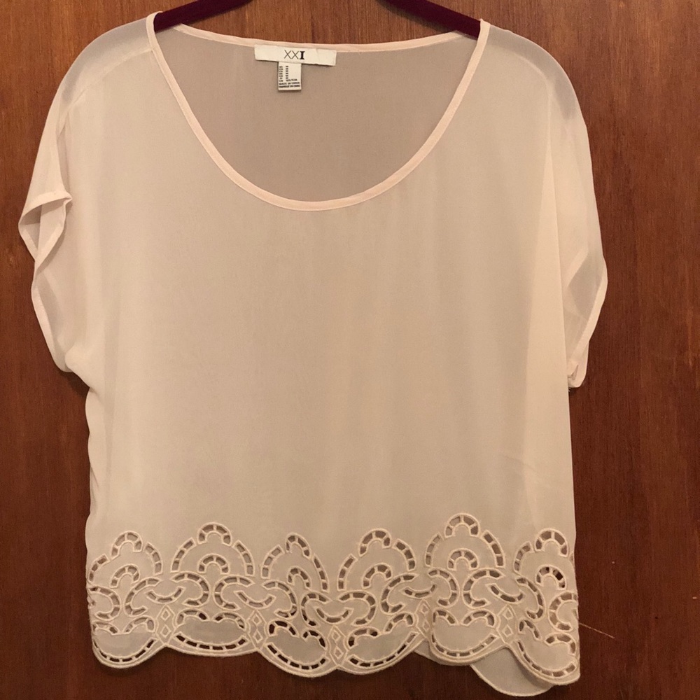 Cream, see through blouse